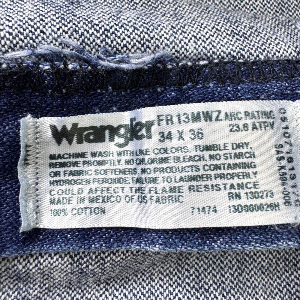Wrangler Mens 13 Original FR Flame Resistant Jeans Size 34 X 36 100% Cotton - Picture 6 of 10
